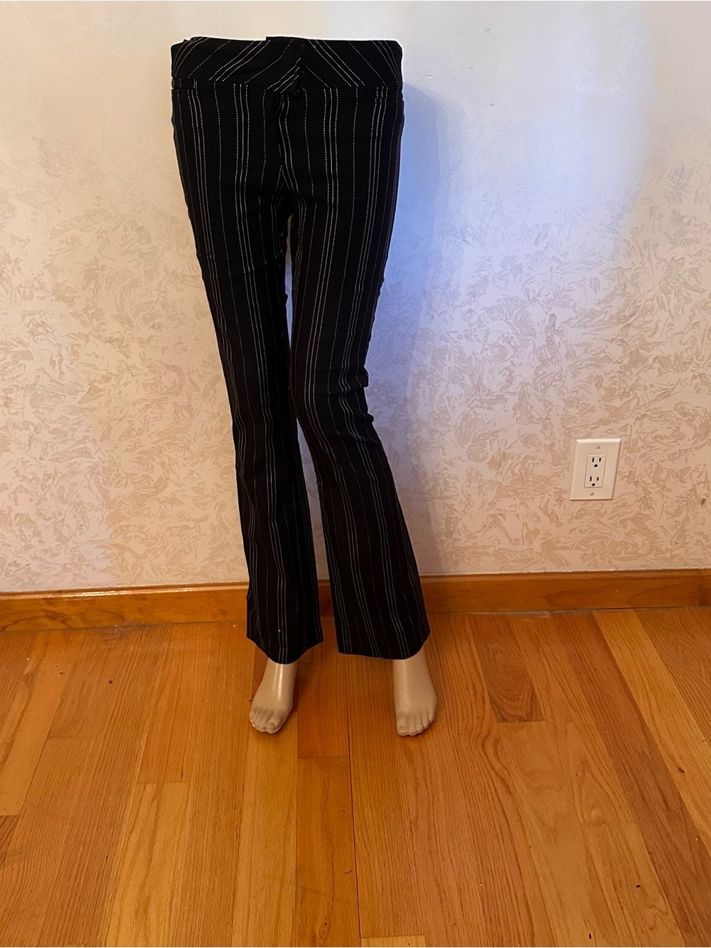 Black Pinstripe Flare Pants